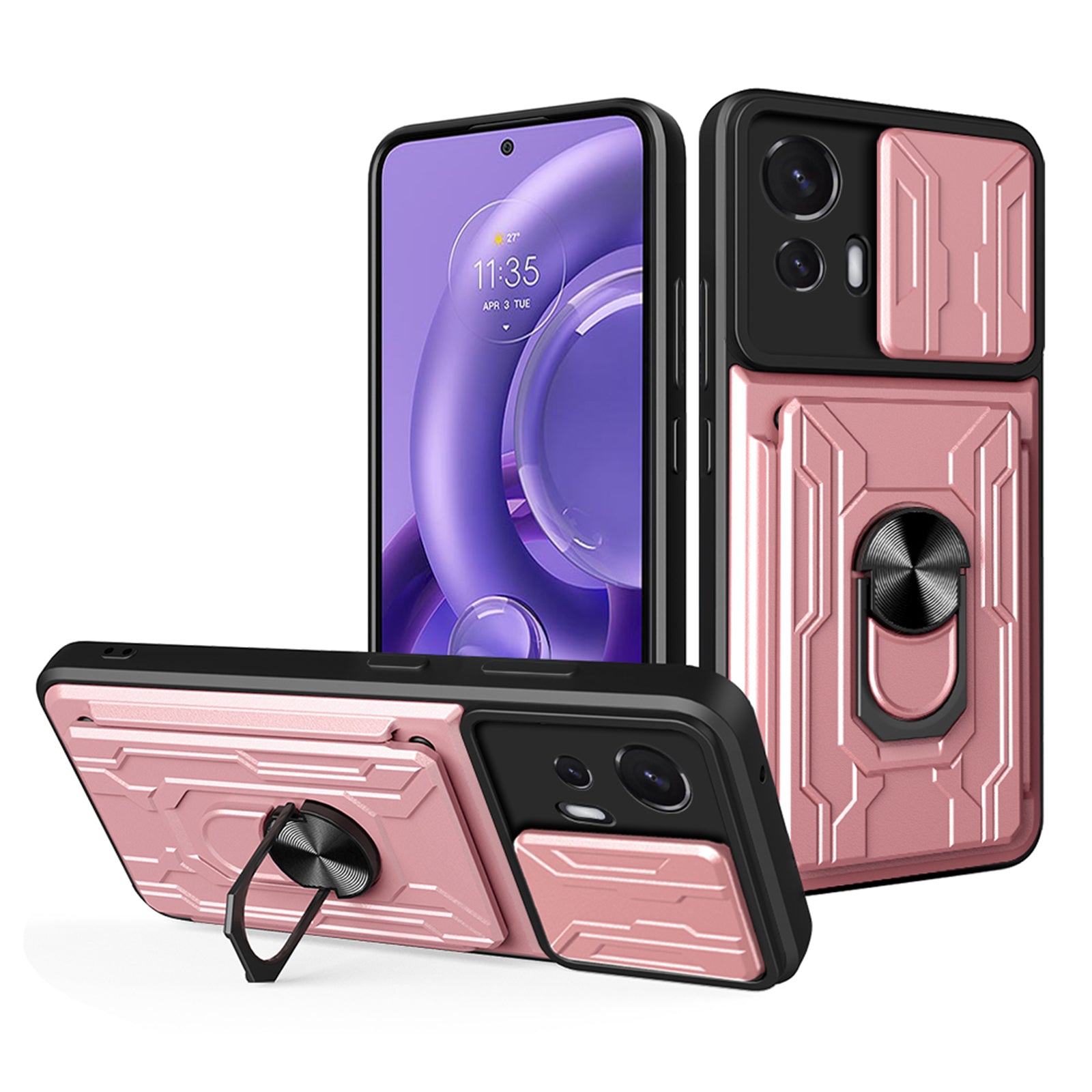 Nárazuvzdorný kryt na telefon pro Motorola Edge 30 Neo 5G Ring Kickstand Pouzdro na telefon s posuvným držákem na ochranu fotoaparátu Nárazuvzdorný kryt na telefon pro Motorola Edge 30 Neo 5G Ring Kickstand Pouzdro na telefon s posuvným držákem na ochranu fotoaparátu